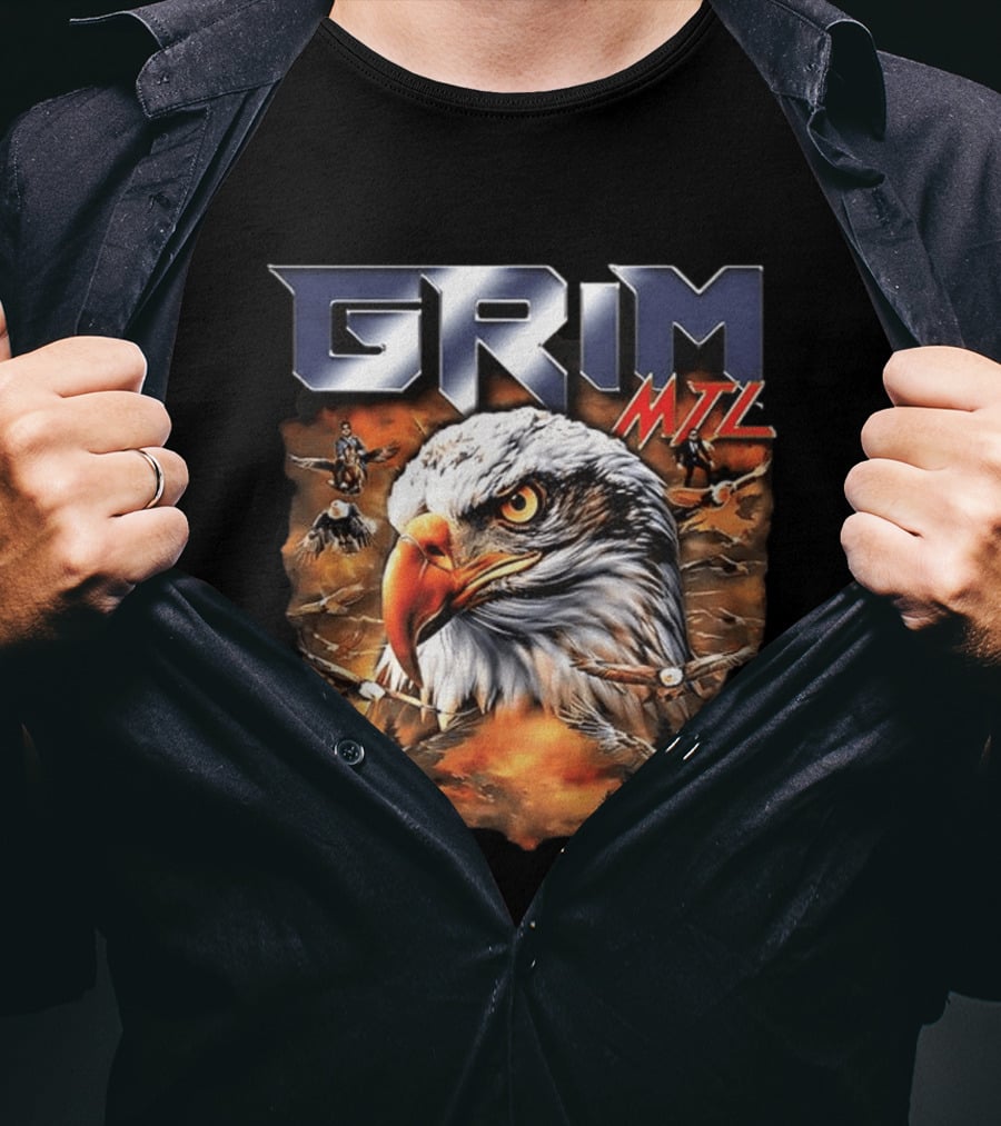Grim MTL Bald Eagle Fierce Wildlife Scene T-Shirt