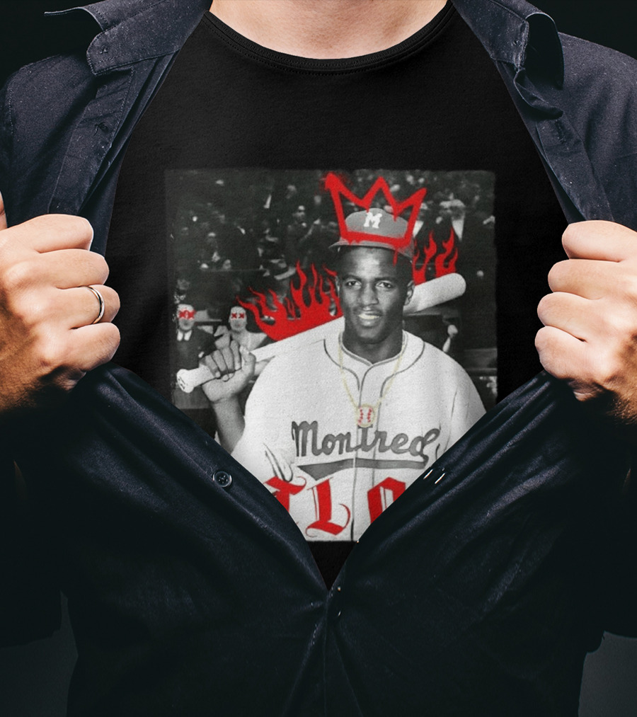 Jackie Robinson Montreal MTL O.G. Baseball Legend Icon Red Crown Flames T-Shirt
