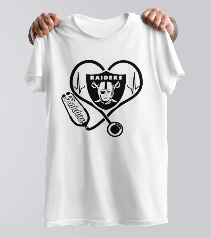 Las Vegas Raiders Nurse Heartbeat Stethoscope T-Shirt