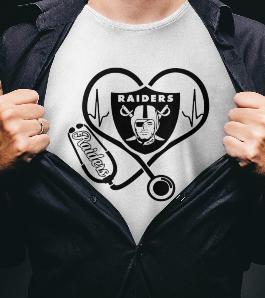 Las Vegas Raiders Nurse Heartbeat Stethoscope T-Shirt