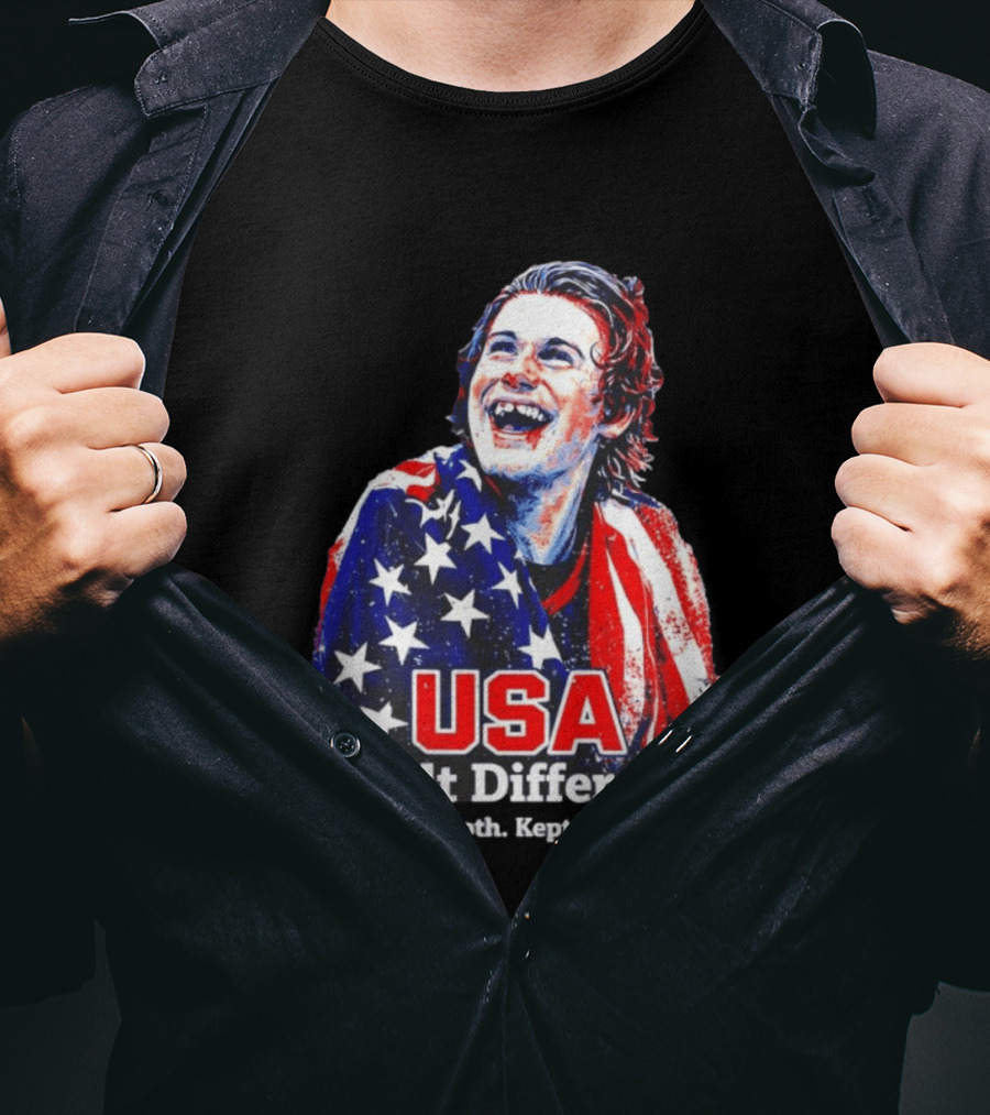 USA Gold Hockey Jack Hughes Built Different Lost A Tooth Kept The Fight T-Shirt