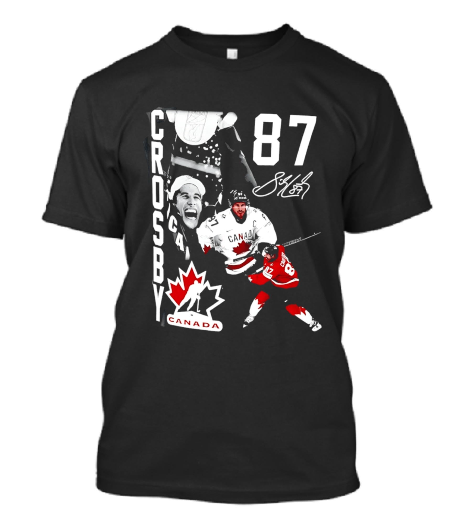 Crosby 87 Canada Hockey Maple Leaf Number Signature T-Shirt