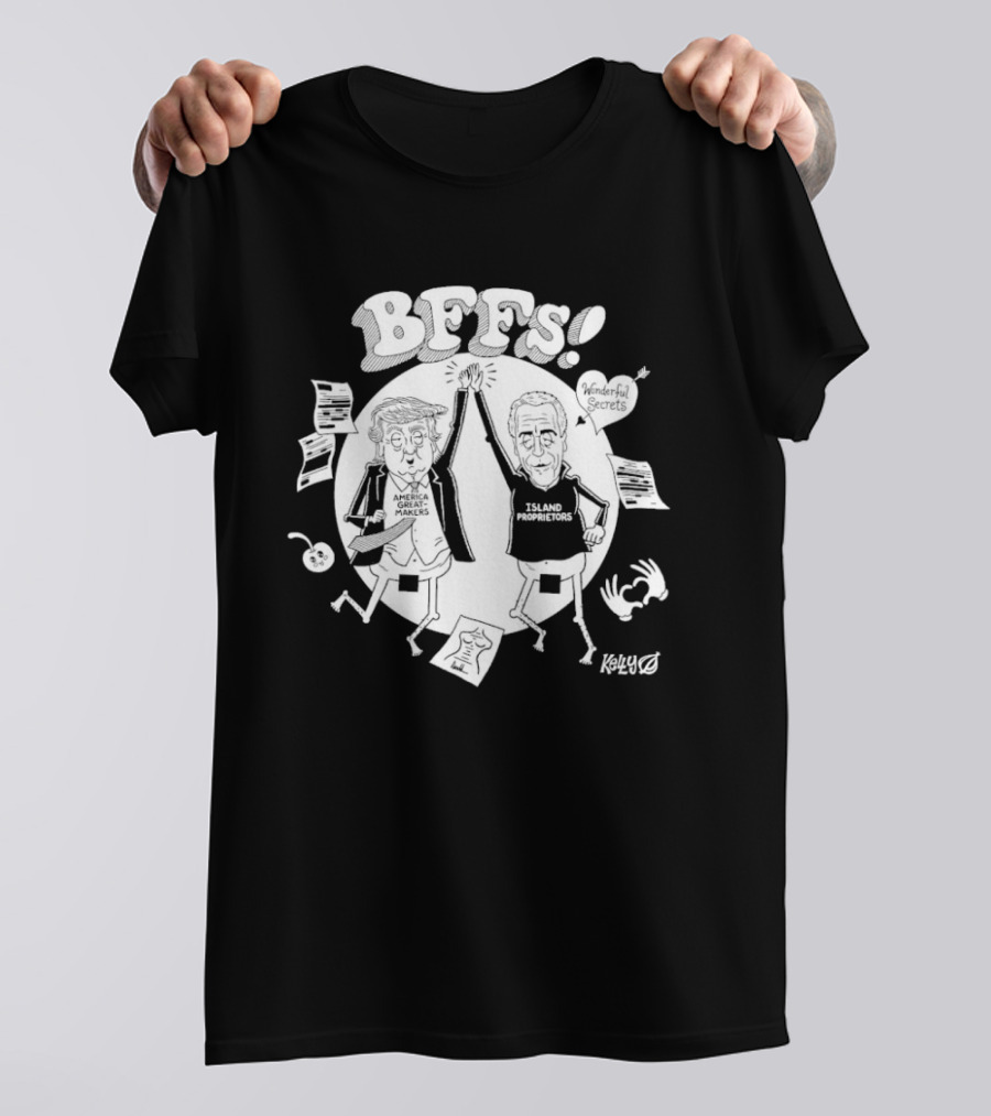 Trump America Great Makes And Jeffrey Epstein Island Proprietors BFFS! Kelly High Five Sketch T-Shirt