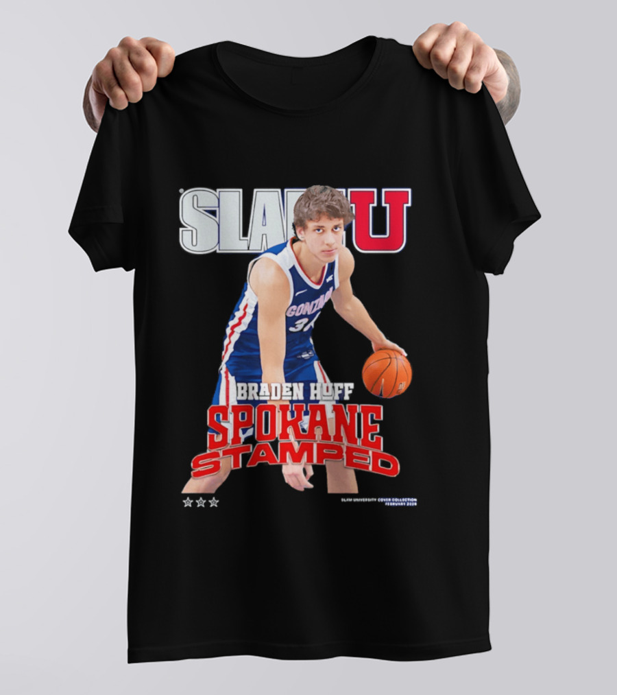 Braden Huff Gonzaga Bulldogs SlamU Spokane Stamped Basketball T-Shirt