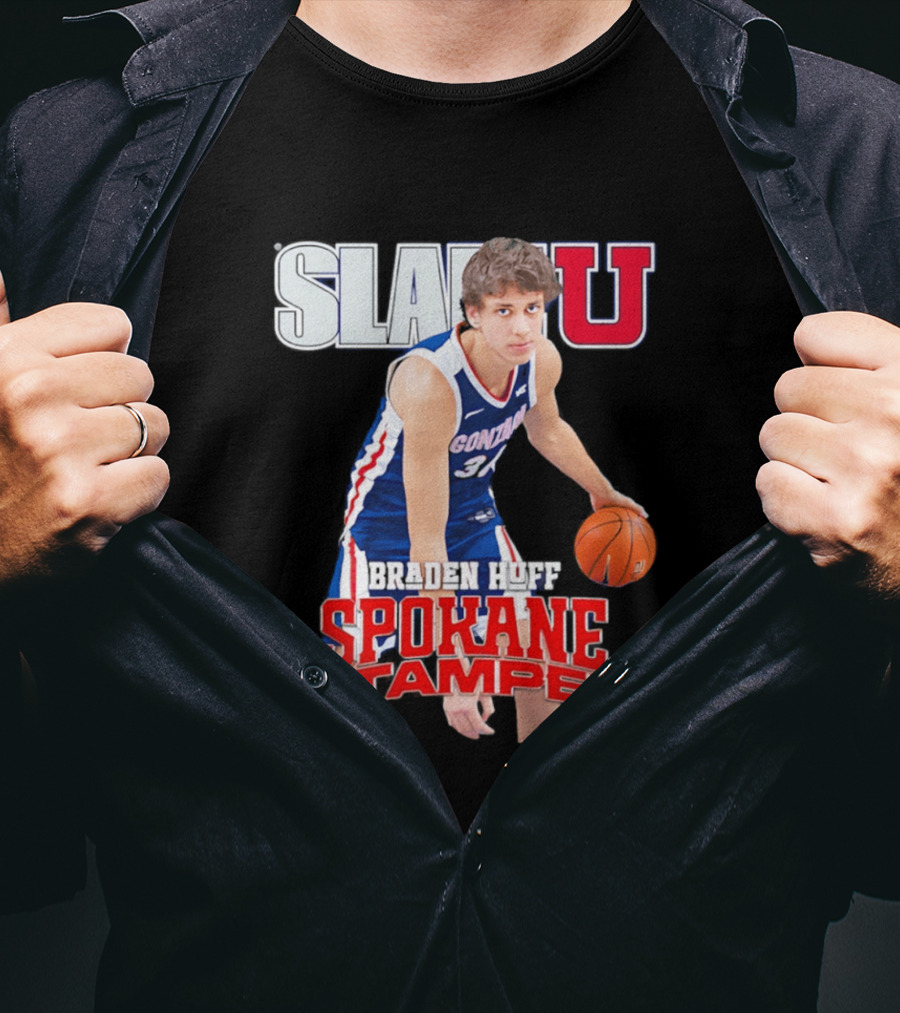 Braden Huff Gonzaga Bulldogs SlamU Spokane Stamped Basketball T-Shirt