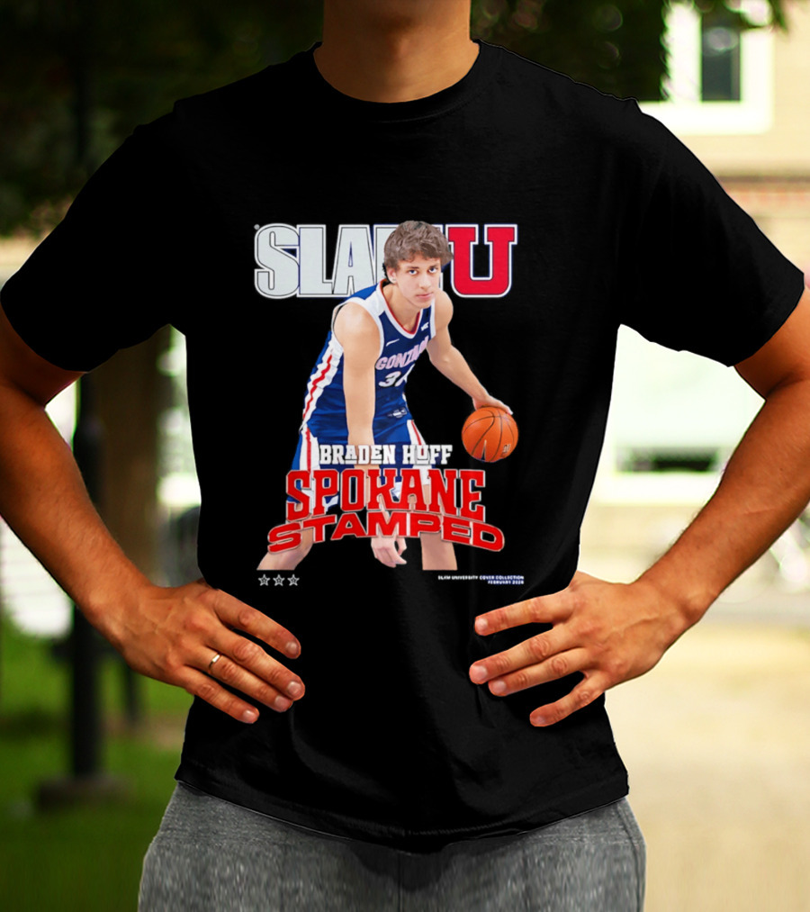 Braden Huff Gonzaga Bulldogs SlamU Spokane Stamped Basketball T-Shirt