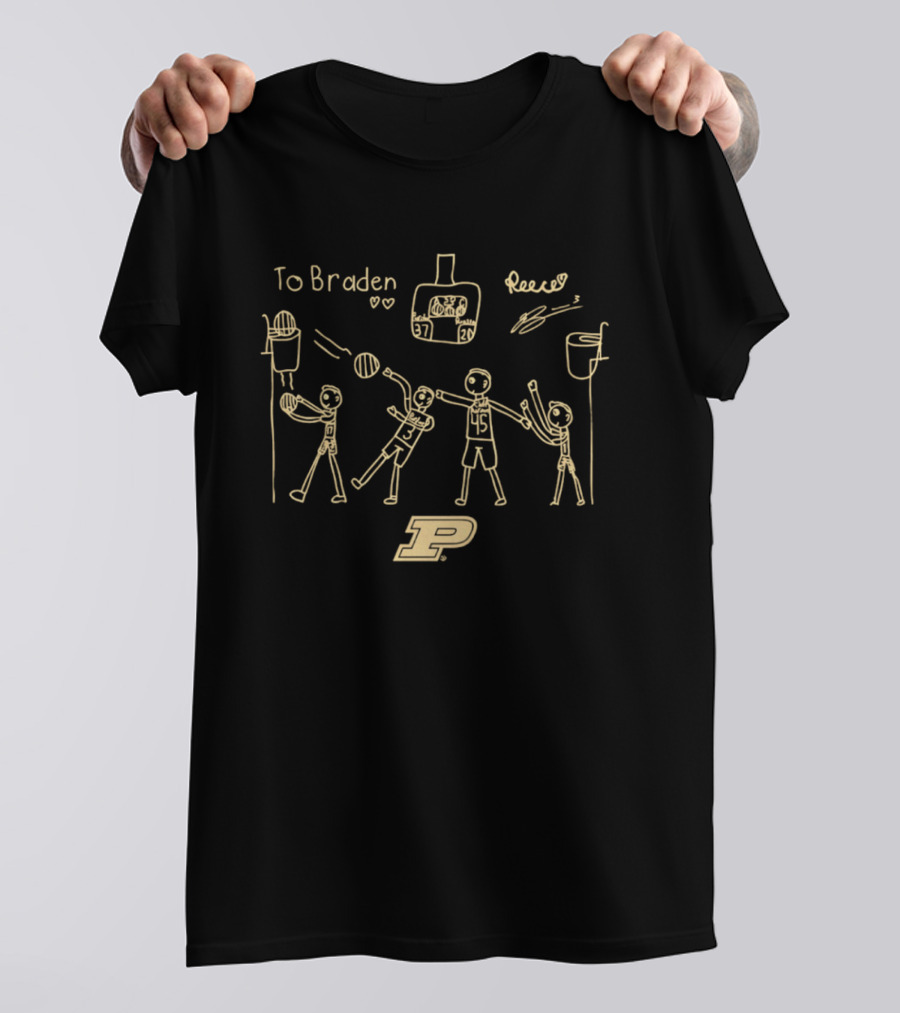 Purdue Boilermakers Basketball Braden Smith Drawing T-Shirt