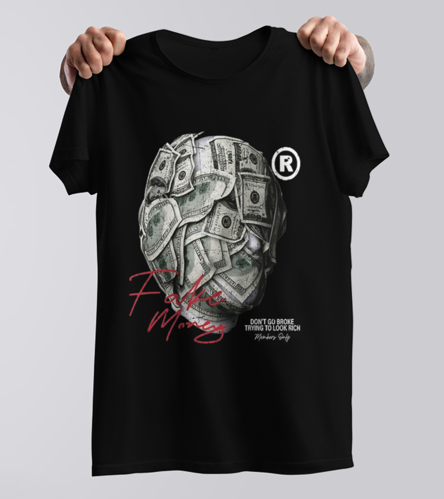 Fake Money Masked Head Members Only Rich Trademark T-Shirt