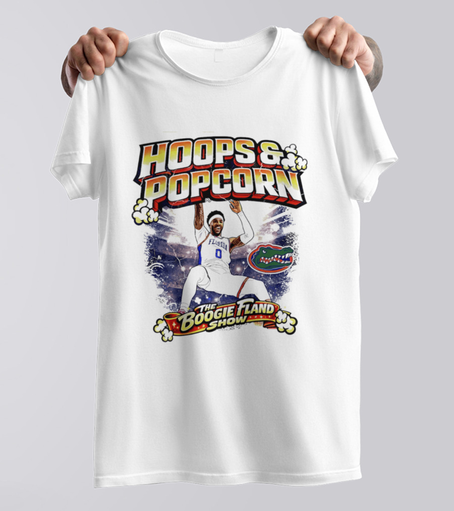 Florida Gators Hoops And Popcorn The Boogie Fland Show T-Shirt