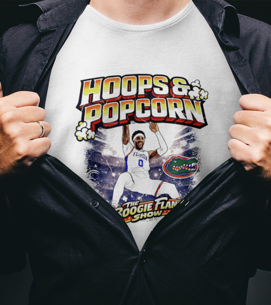Florida Gators Hoops And Popcorn The Boogie Fland Show T-Shirt