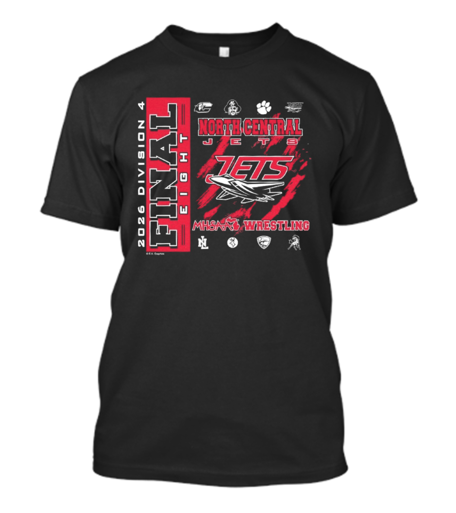 North Central Jets 2026 Final Eight Division 4 MHSAA Wrestling T-Shirt
