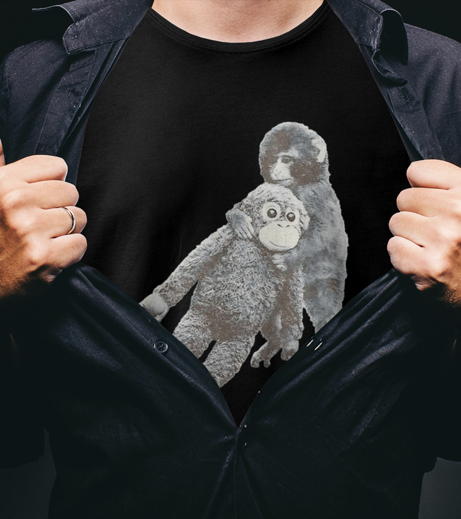 Punch Kun Monkey Plush Toy Hugging Scene T-Shirt