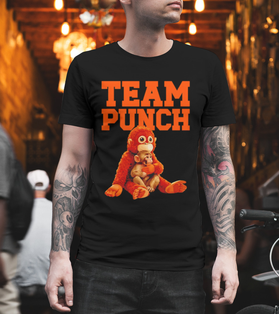 Team Punch Monkey Duo 2026 Vibrant Orange Characters T-Shirt