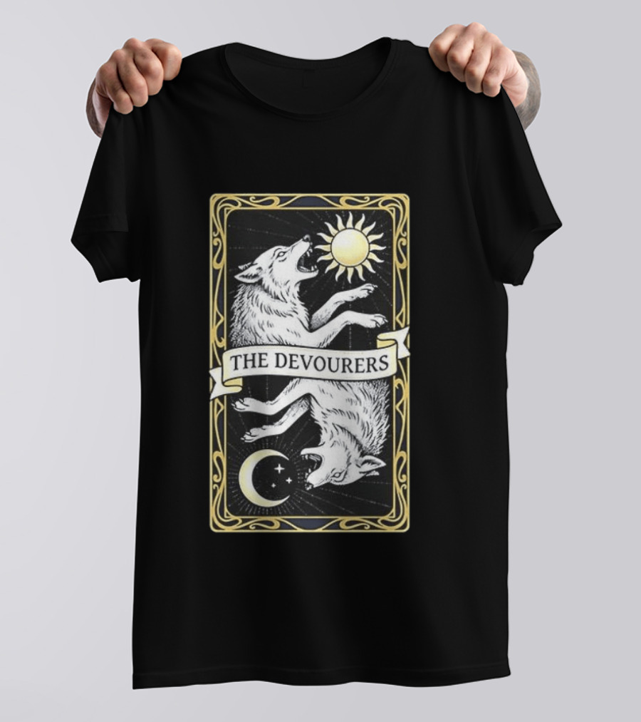 Skoll And Hati Norse Mythology Tarot Card Sun And Moon Wolves The Devourers T-Shirt