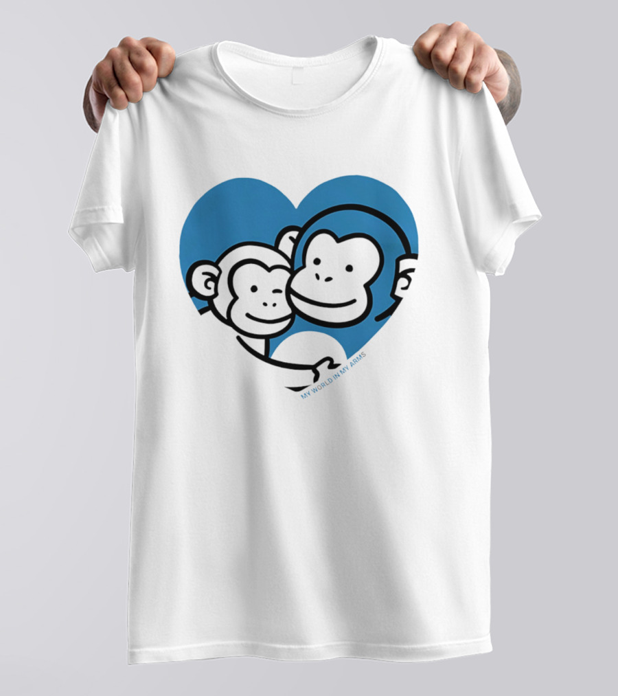 My World In My Arms Heart With Punchi Monkeys T-Shirt