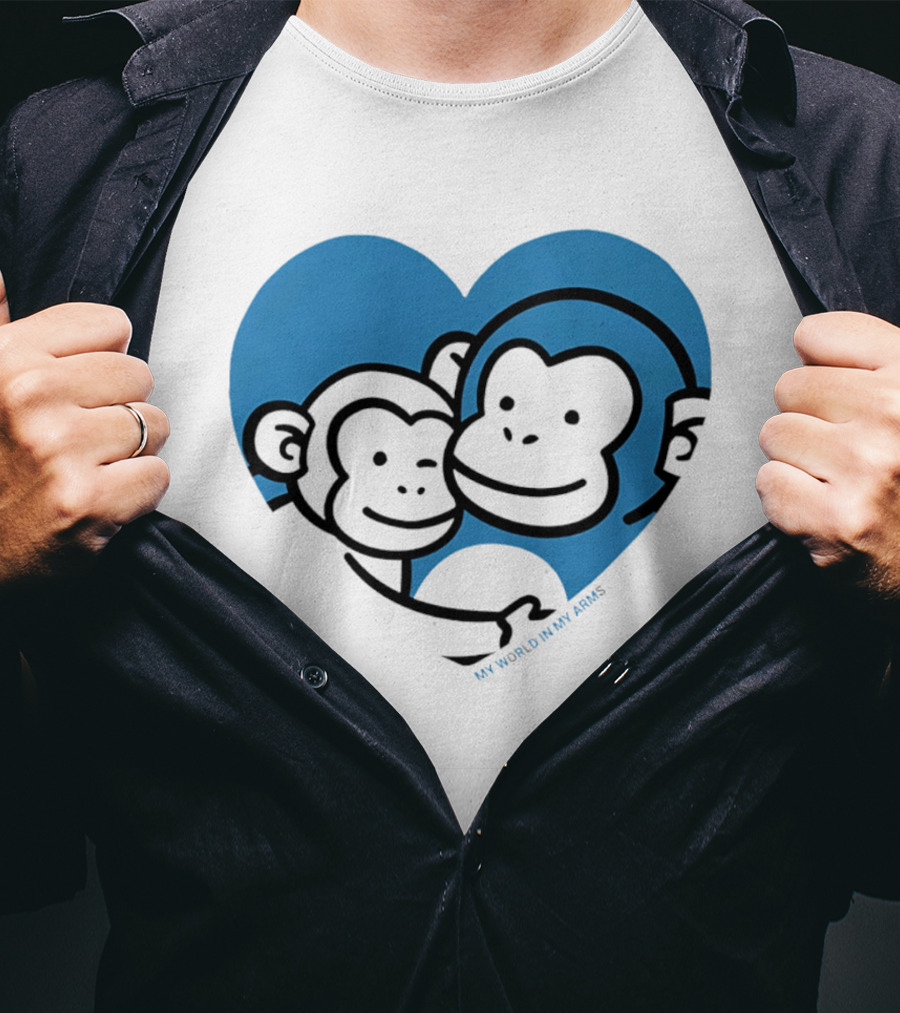 My World In My Arms Heart With Punchi Monkeys T-Shirt
