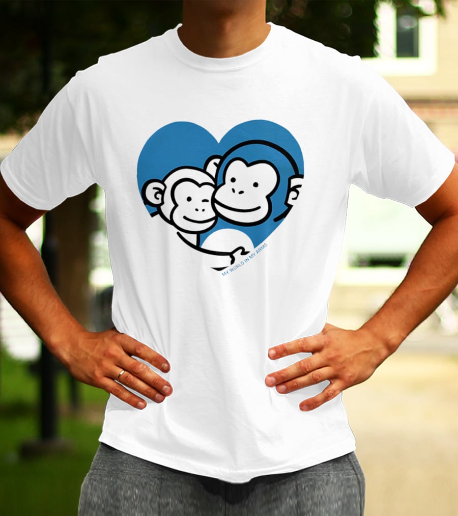 My World In My Arms Heart With Punchi Monkeys T-Shirt