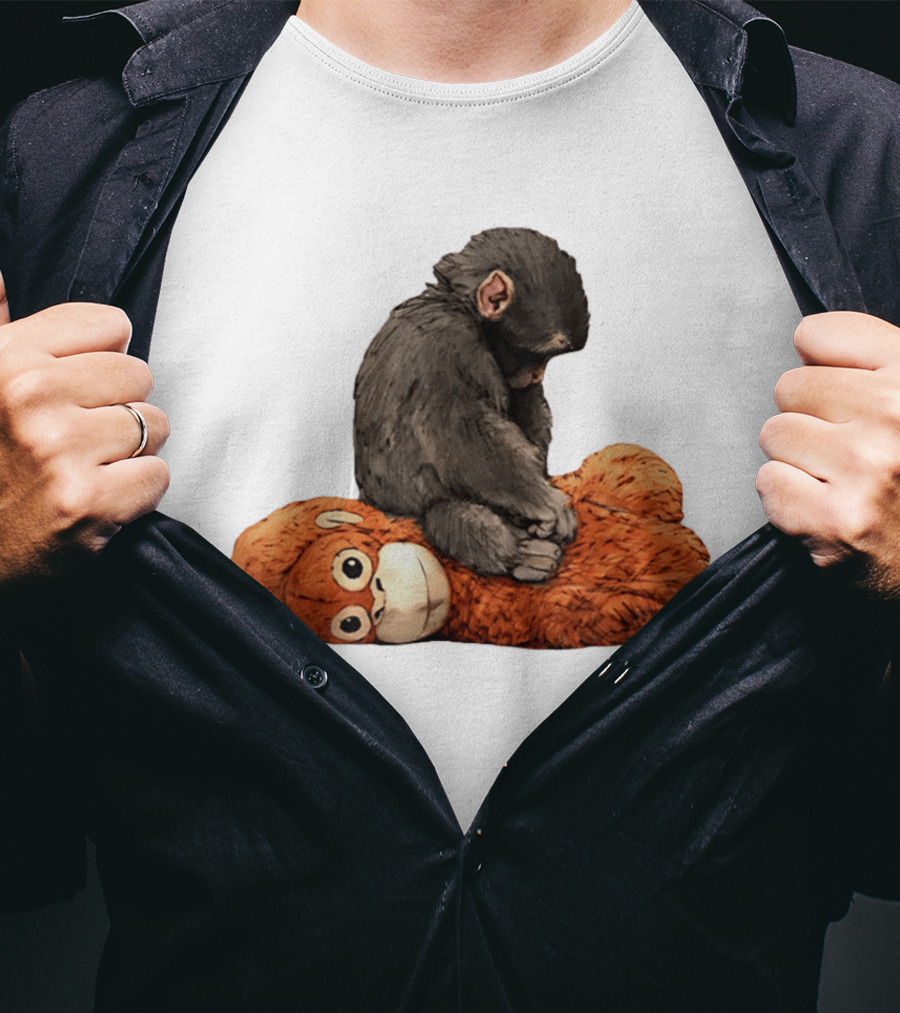 Punch Kun Protect Baby Monkey Comfort Plush Hugging Companion T-Shirt