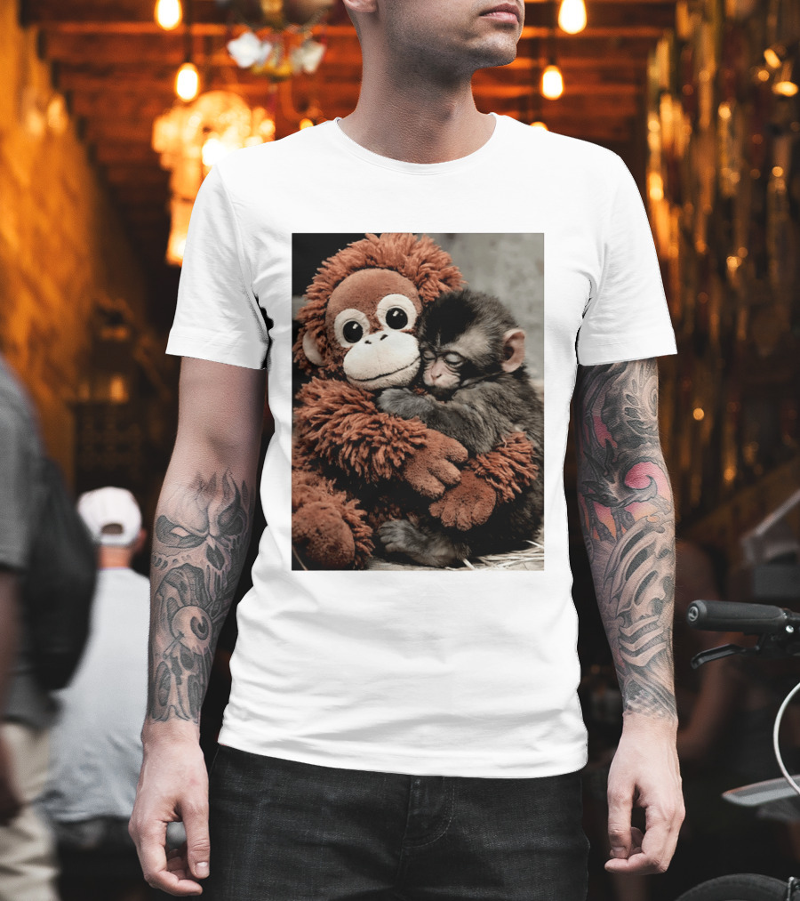 Punch Kun Cuddly Punch Monkey Hugging Plush Toy T-Shirt