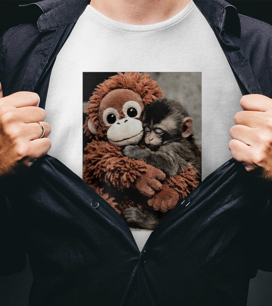 Punch Kun Cuddly Punch Monkey Hugging Plush Toy T-Shirt
