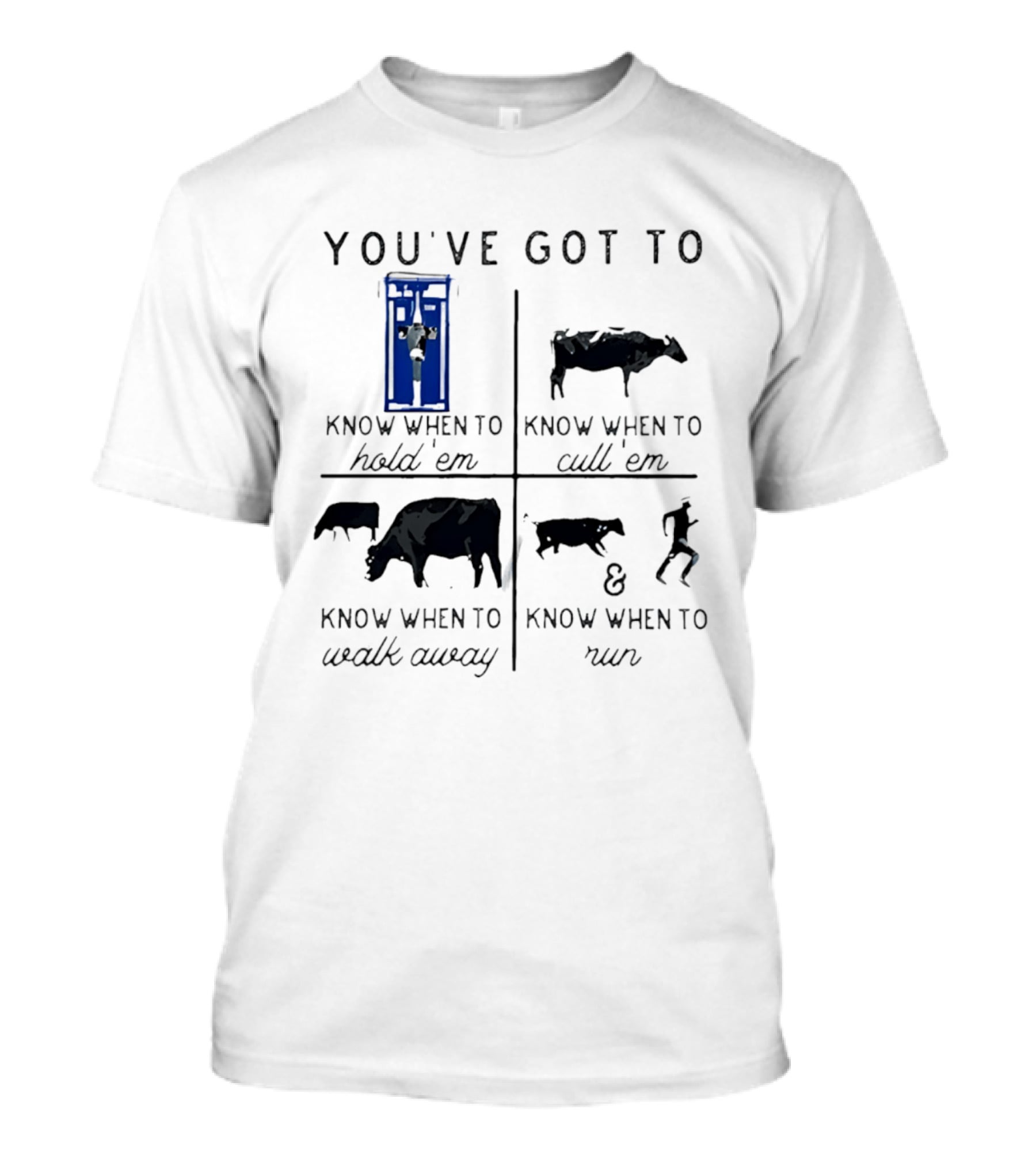 You've Got To Know When To Hold 'Em Cull 'Em Walk Away And Run Cow T-Shirt