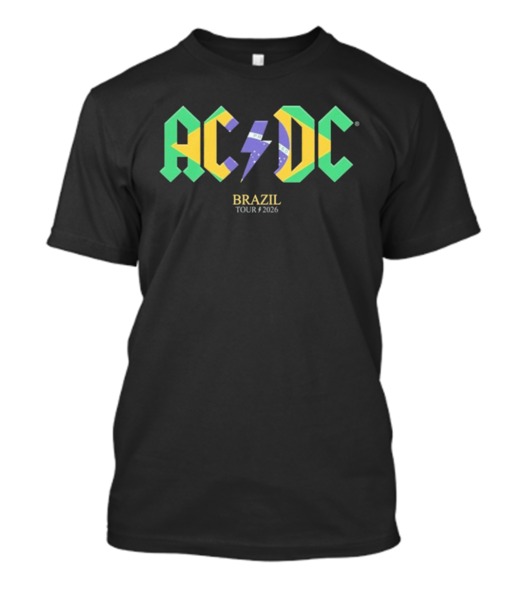 ACDC Brazil Tour 2026 Logo With Flag T-Shirt