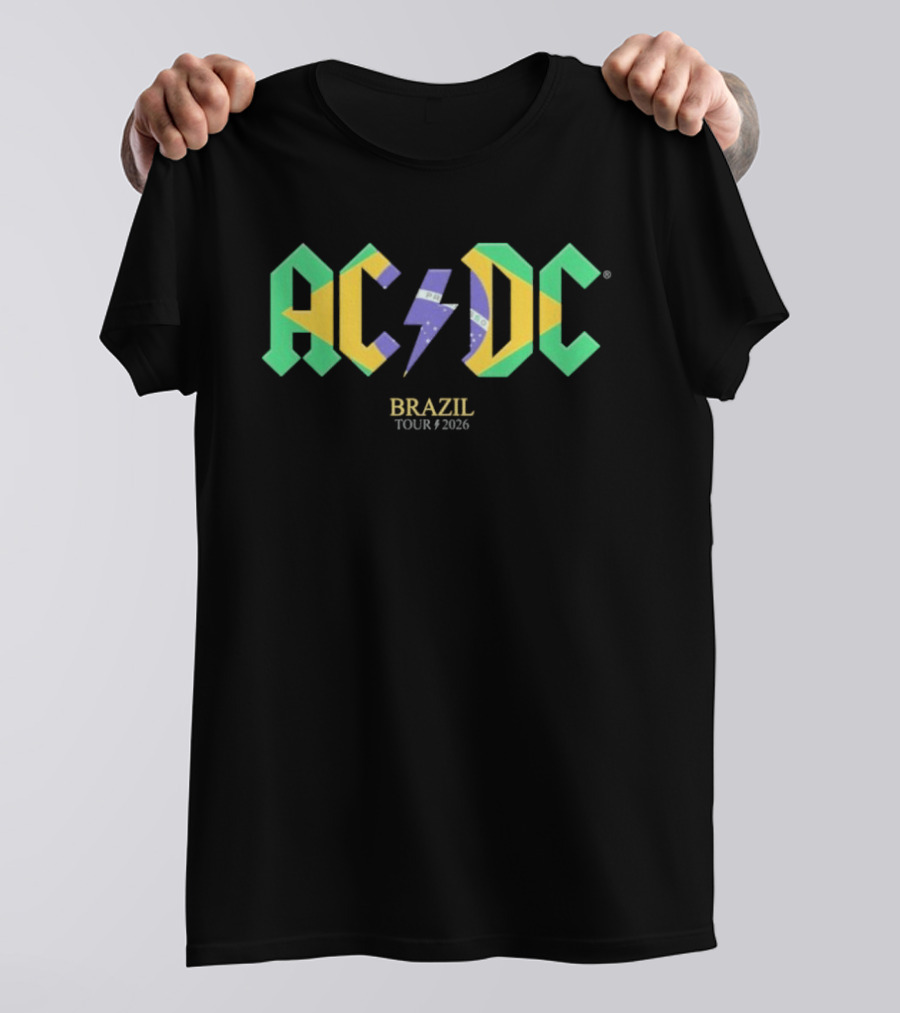 ACDC Brazil Tour 2026 Logo With Flag T-Shirt