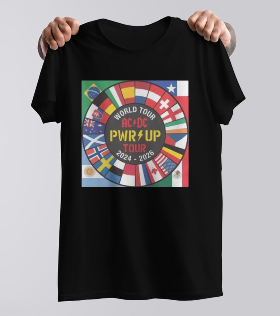 ACDC Pwr Up World Tour 2024 2026 International Flags Edition T-Shirt