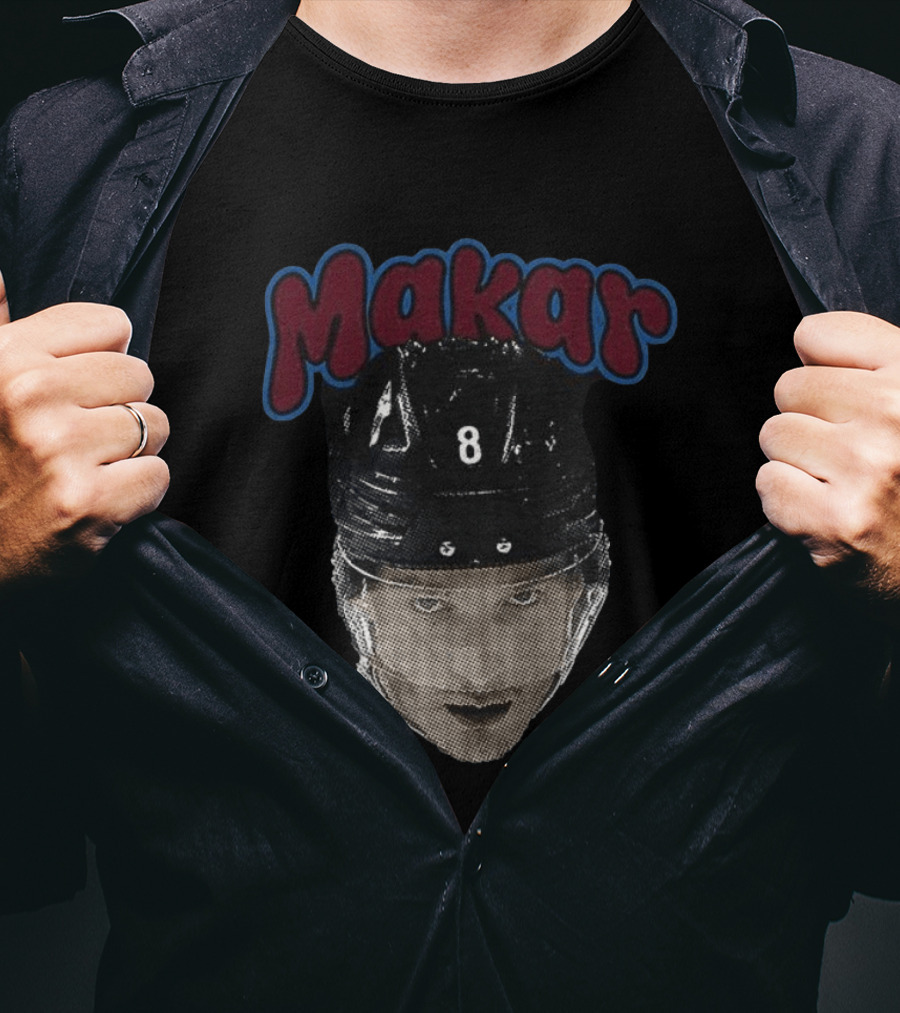 Cale Makar 8 Big Face Colorado Avalanche Hockey T-Shirt