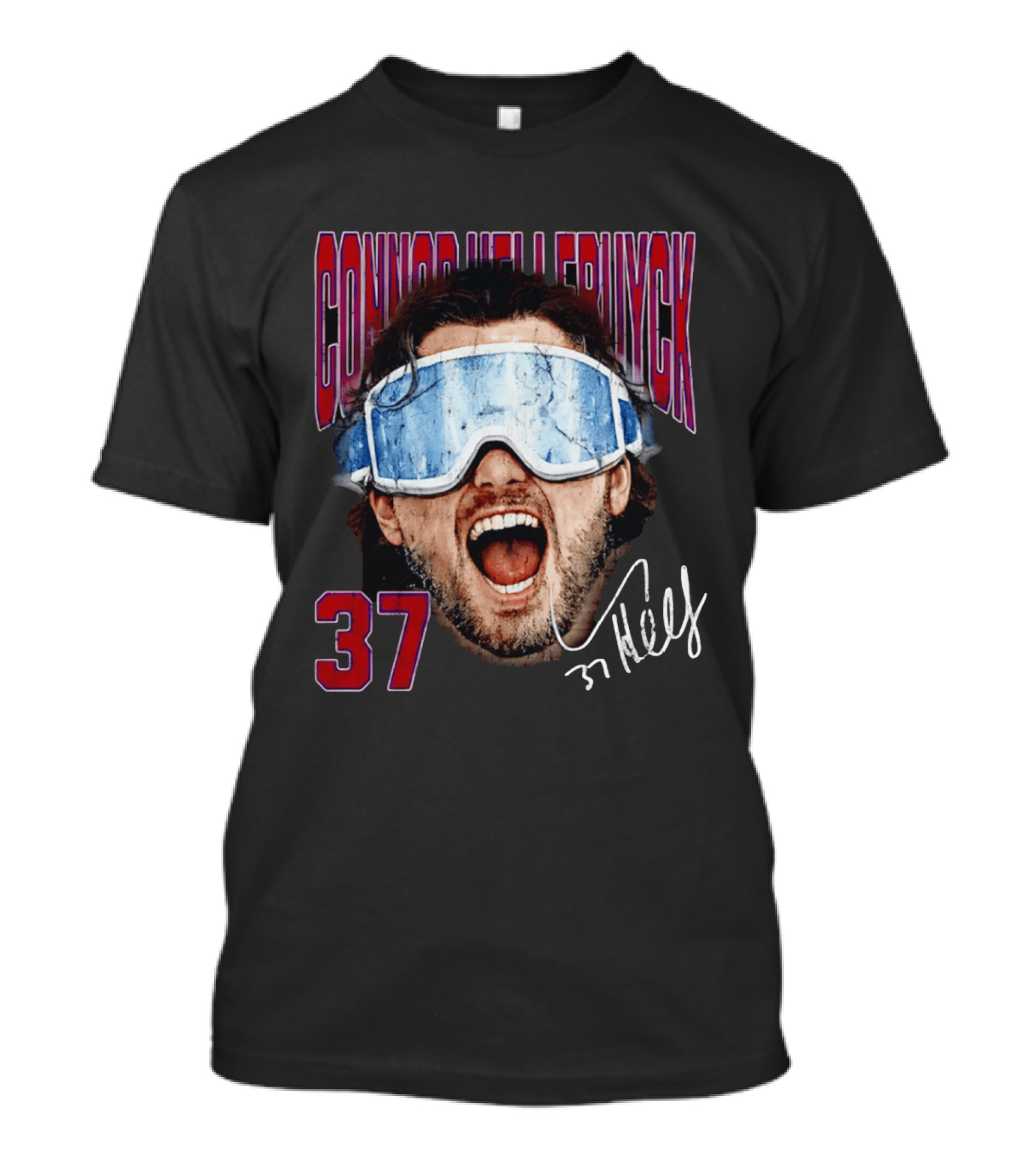 Connor Hellebuyck Winnipeg Jets Goggles 37 Big Head Image T-Shirt