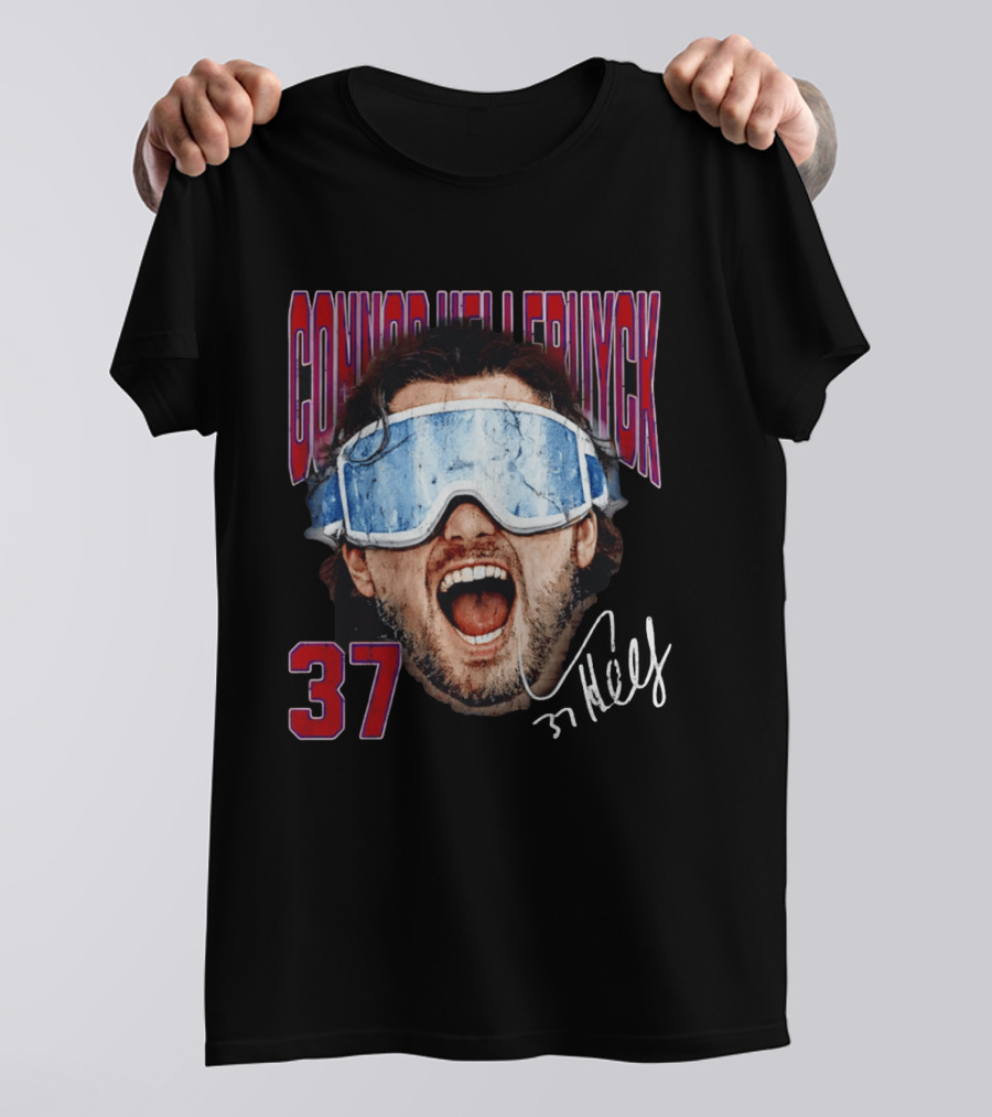 Connor Hellebuyck Winnipeg Jets Goggles 37 Big Head Image T-Shirt