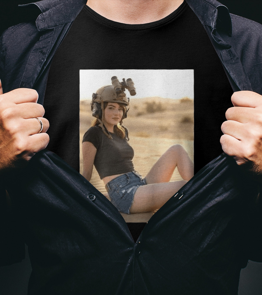Emma Stone Desert Night Vision Helmet Adventure T-Shirt