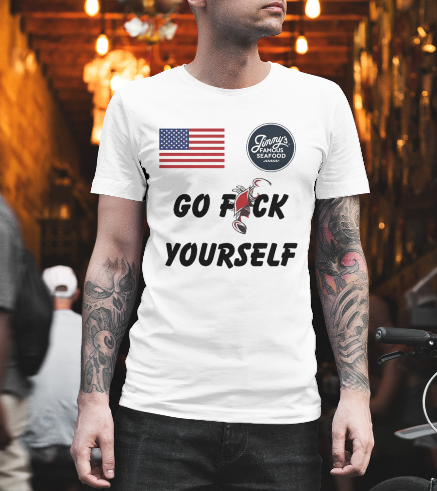 Jimmys Seafood Go F Yourself Crab American Flag T-Shirt