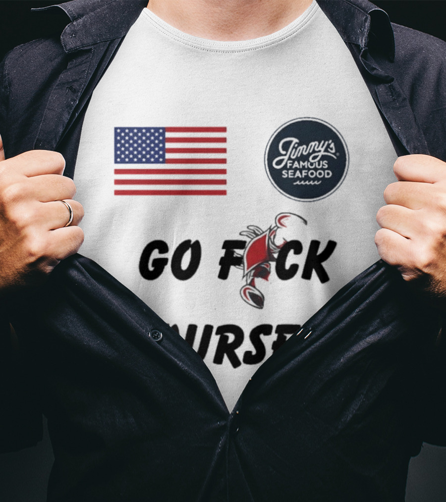 Jimmys Seafood Go F Yourself Crab American Flag T-Shirt