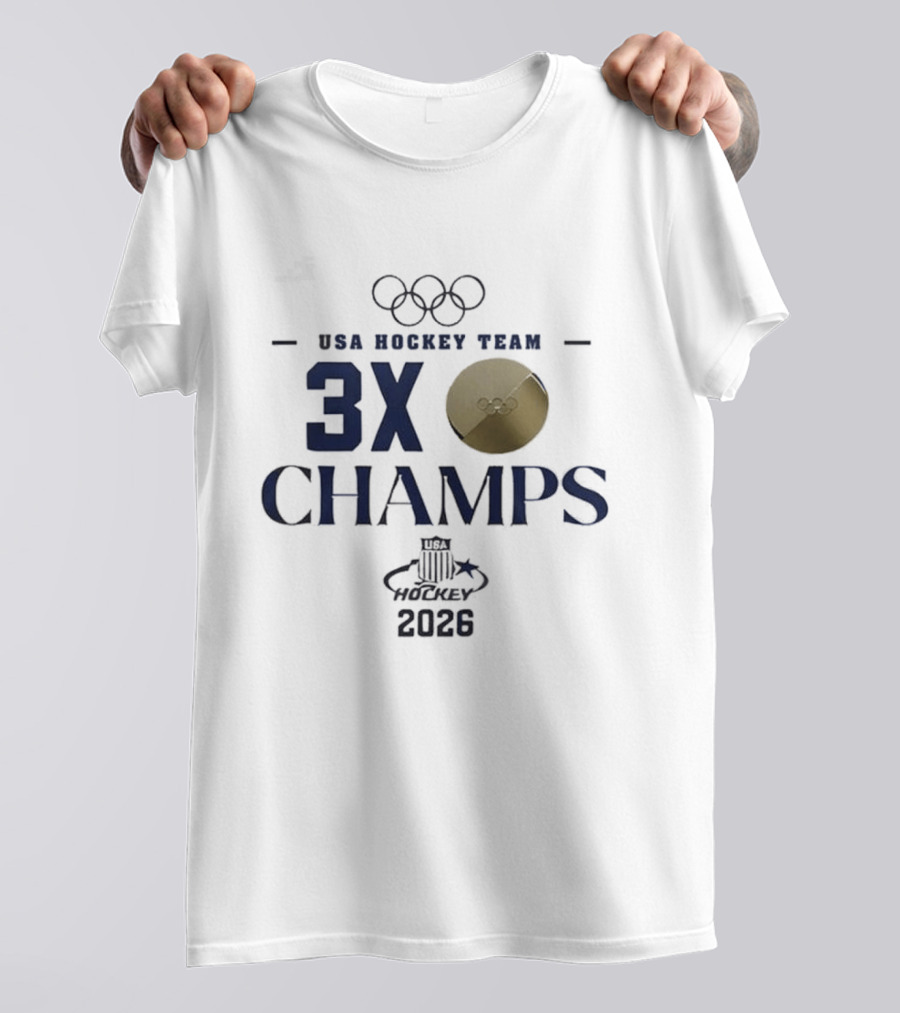 USA Hockey Team 3X Champs Olympic Gold Medal 2026 T-Shirt