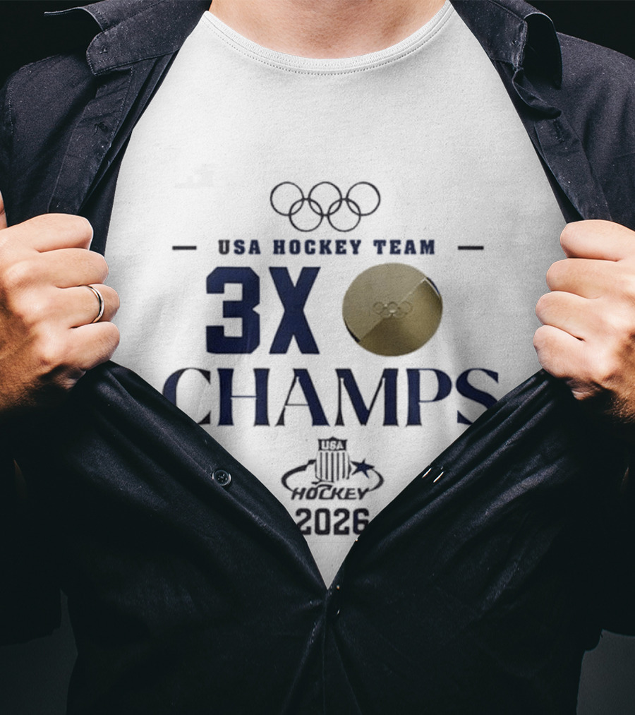 USA Hockey Team 3X Champs Olympic Gold Medal 2026 T-Shirt