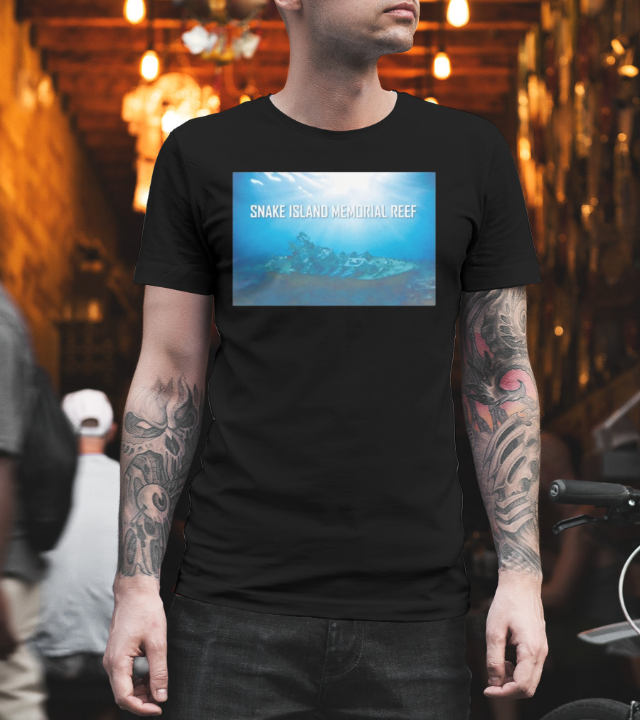 Snake Island Memorial Reef Submerged Ship Ocean Scene T-Shirt