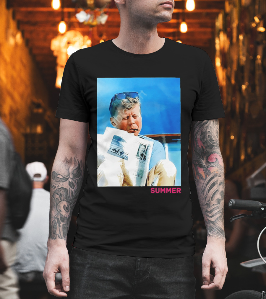 Barstool Sports JFK Summer Sunglasses Reading News T-Shirt