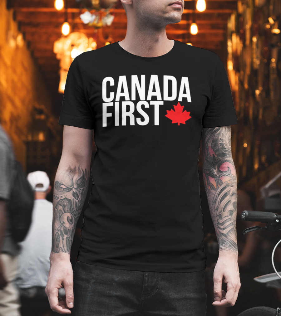 Canada First Baseball Red Maple Leaf T-Shirt
