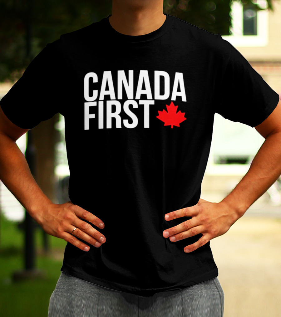 Canada First Baseball Red Maple Leaf T-Shirt