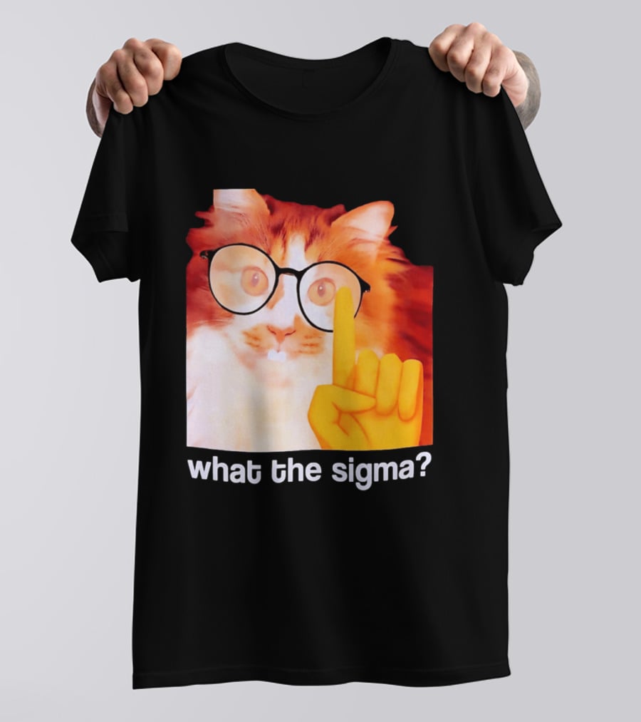 What The Sigma Cat Meme Glasses Pointing Finger Humor T-Shirt