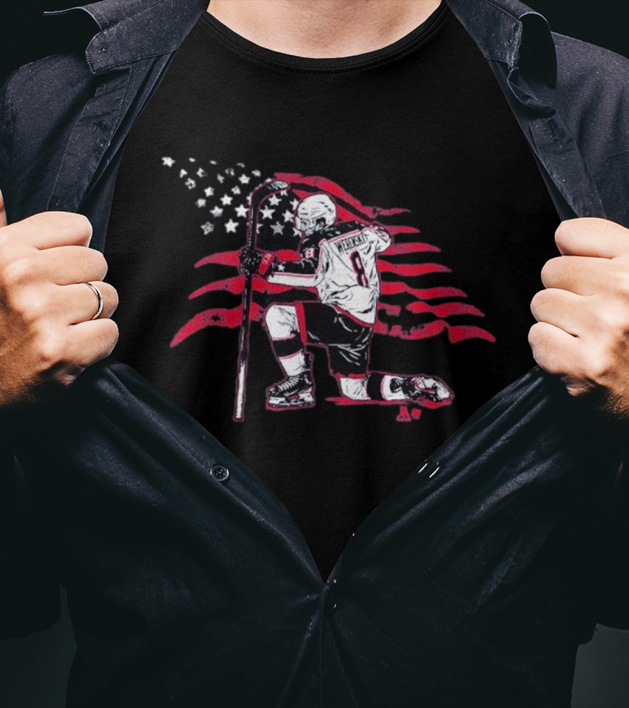 Columbus Hockey Zach Werenski Stars Stripes Number 8 Image T-Shirt