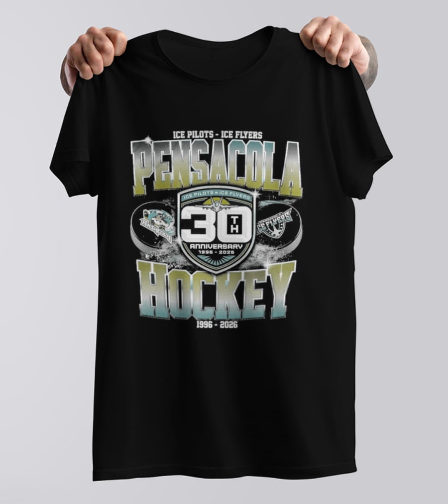 Pensacola Ice Pilots Ice Flyers 30th Anniversary 1996 2026 Hockey T-Shirt