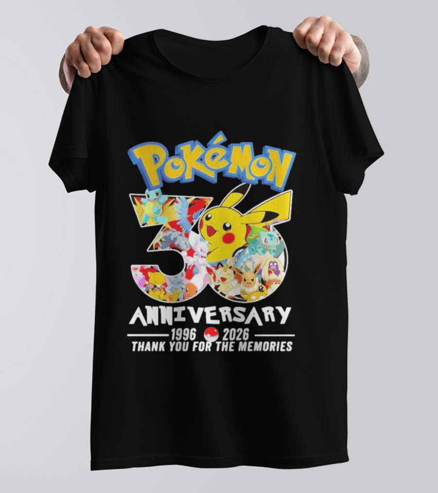 Pokémon 30th Anniversary 1996 2026 Thank You For The Memories T-Shirt