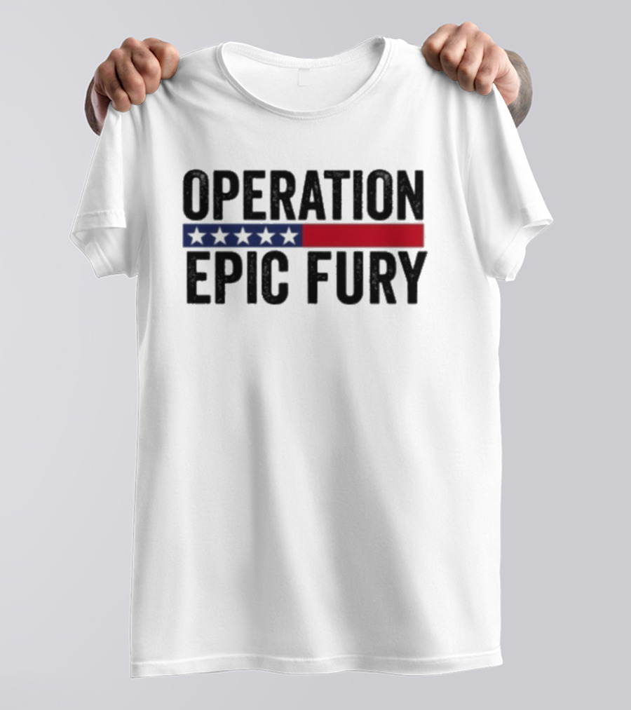 Operation Epic Fury US Iran Five Star Patriot Banner T-Shirt