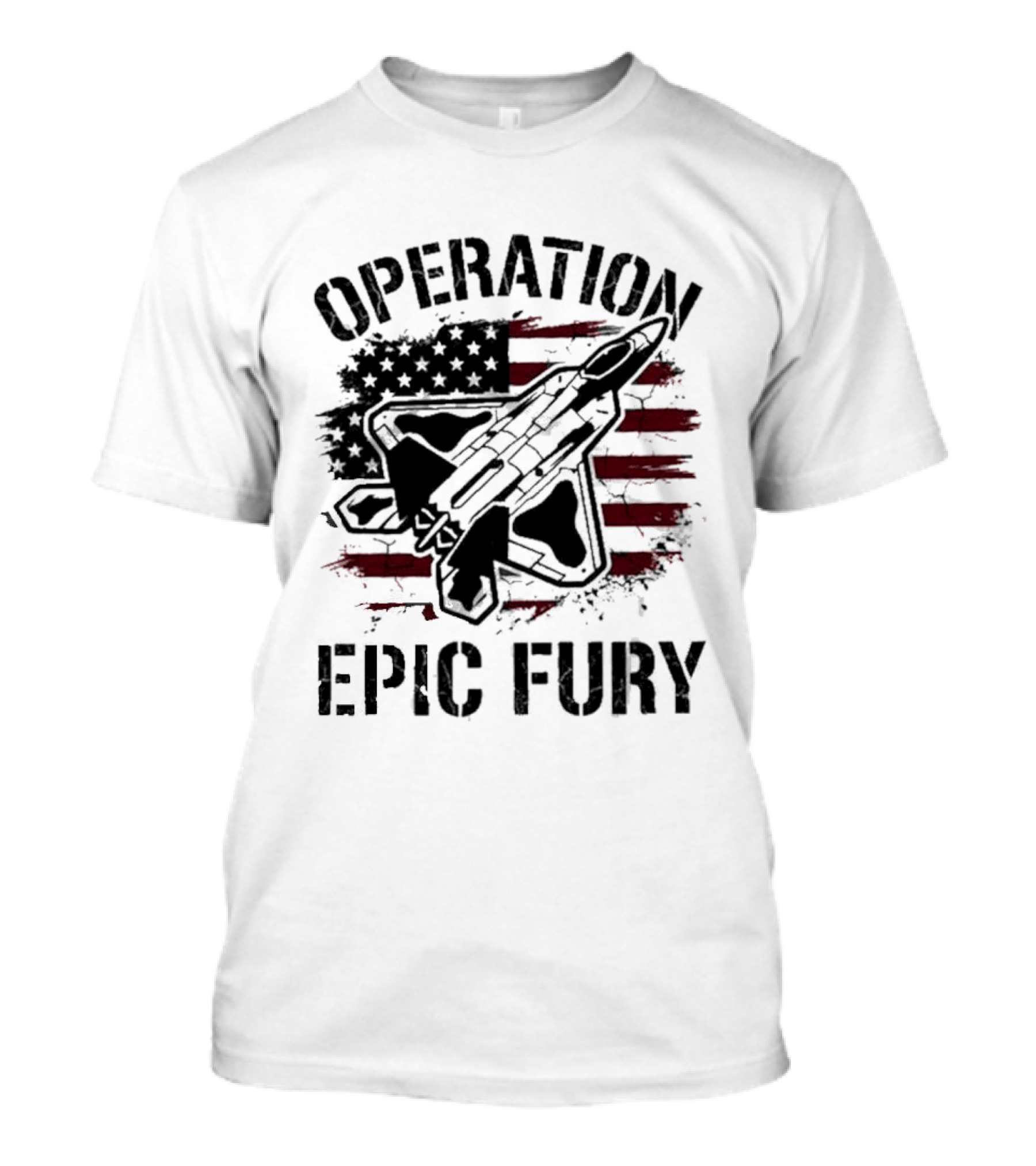 Operation Epic Fury Fighter Jet American Flag Stars T-Shirt