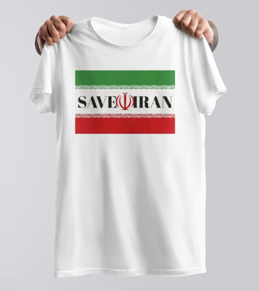 Save Iran National Symbol Emblem Green White Red T-Shirt