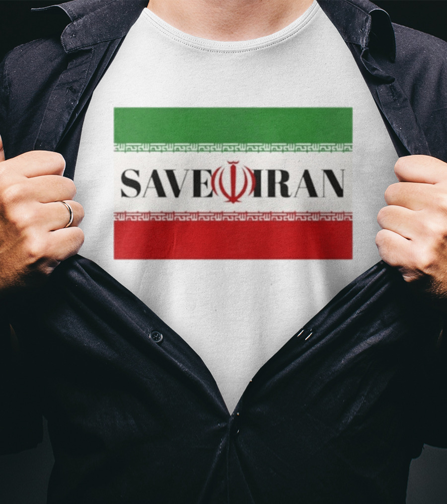 Save Iran National Symbol Emblem Green White Red T-Shirt