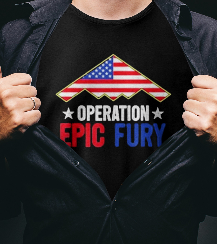 Operation Epic Fury 2026 American Flag Motif T-Shirt