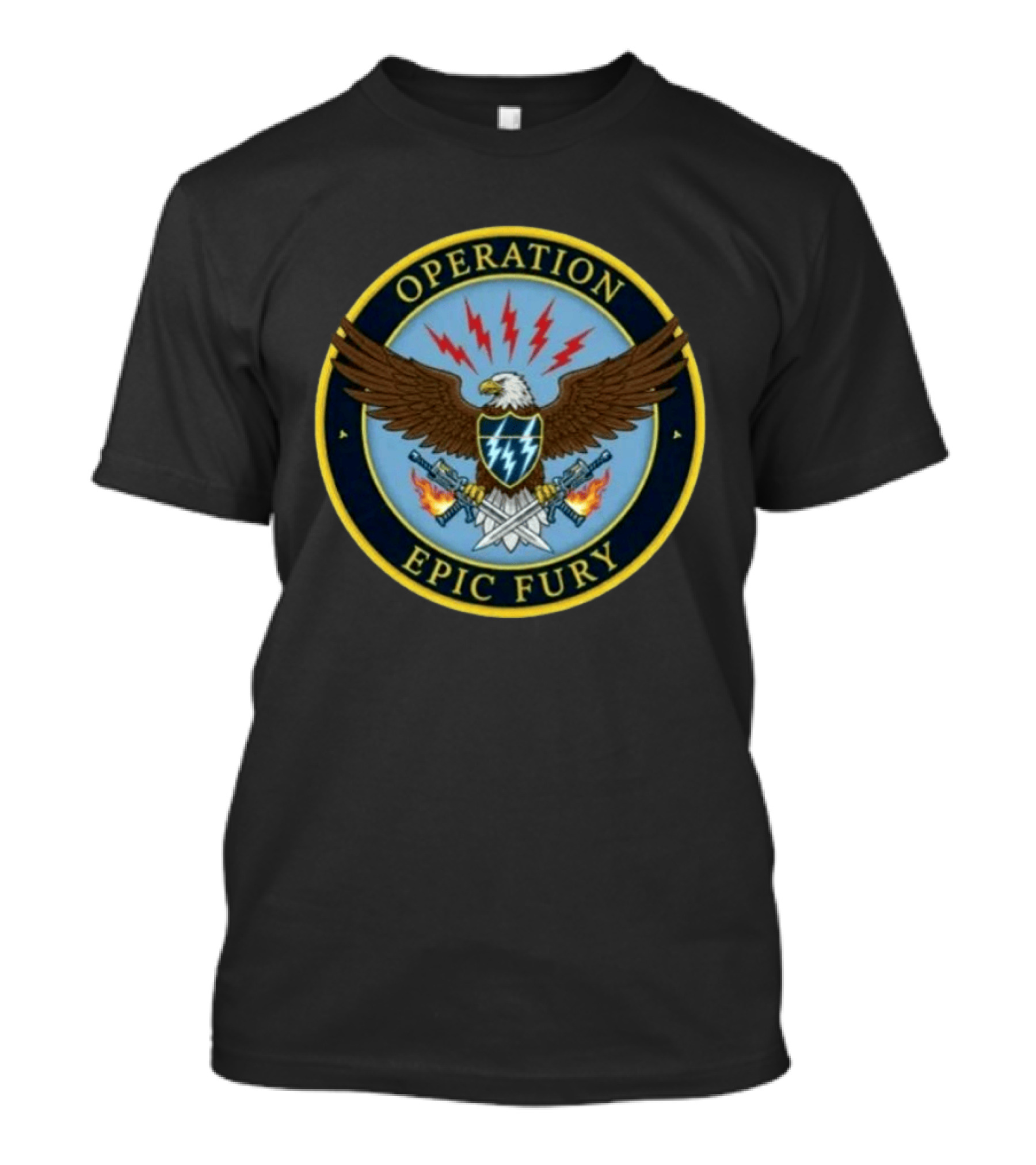 Operation Epic Fury Eagle Emblem With Lightning And Crossed Swords T-Shirt